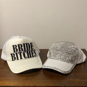 White and Silver Women's Caps Set